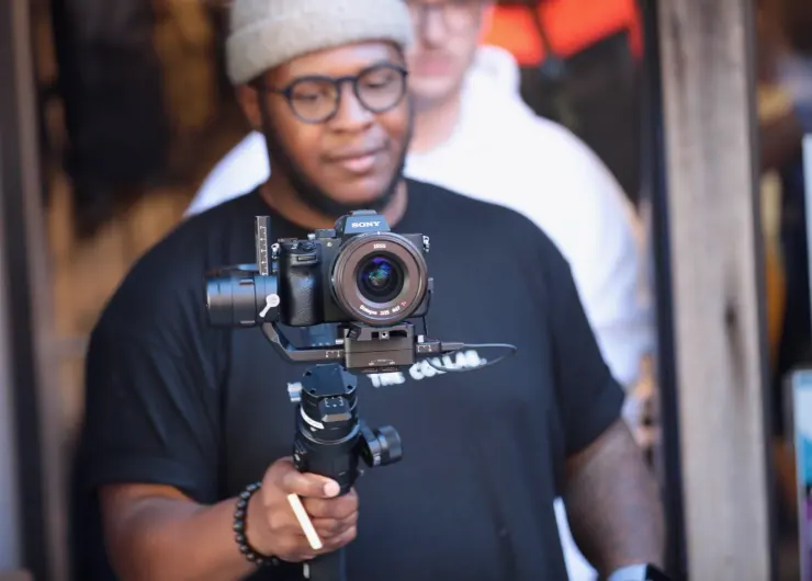 Breaking story filmed on a city street
